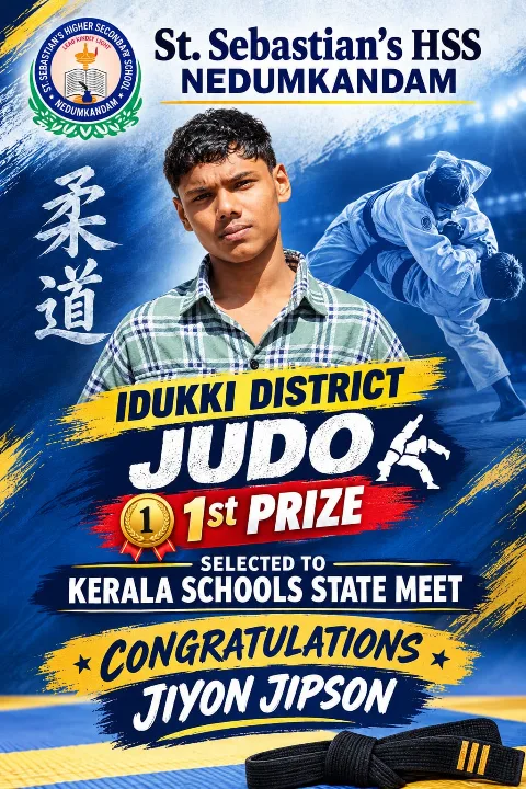 Jiyon Jipson wins first prize at the Idukki District Judo competition