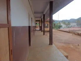 A covered veranda along the classrooms